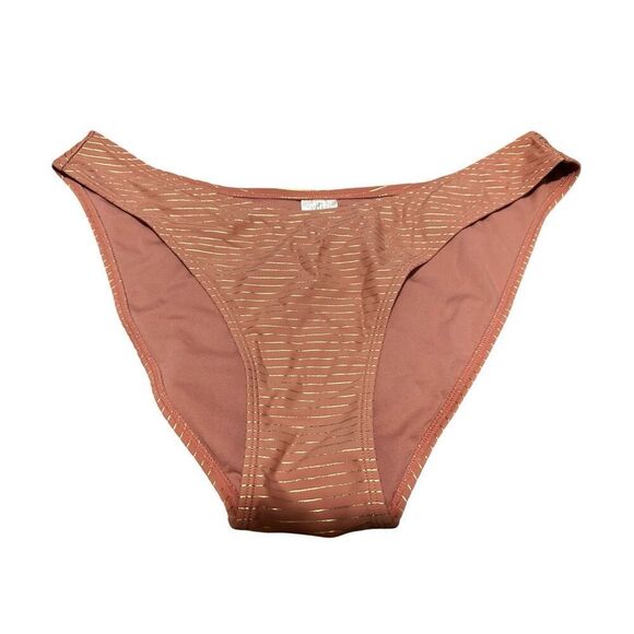 Wild Fable Womens Brown Lurex High Leg Cheeky High Waist Bikini Bottom Large - Picture 4 of 5